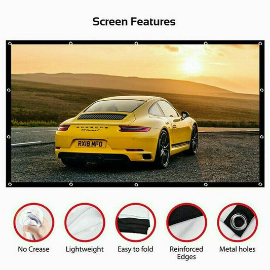 Portable Foldable Projector Screen 16:9 HD Outdoor Home Cinema Theater