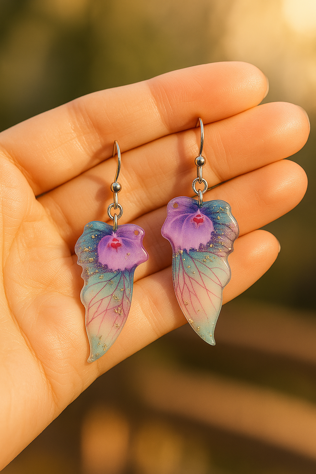 Fairy Butterfly Wings Earrings, Pale Turquoise