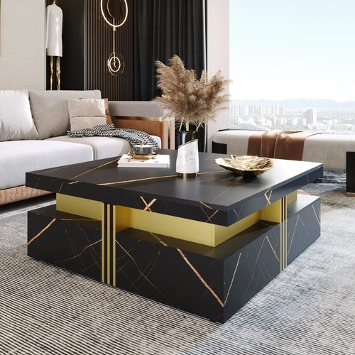 Modern Square Storage Coffee Table With 4 Drawers