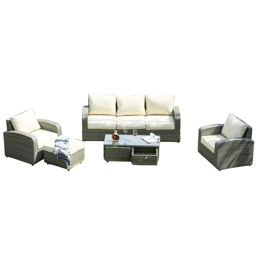 Direct Wicker 5-Piece Outdoor Rattan Furniture Patio Conversation Set