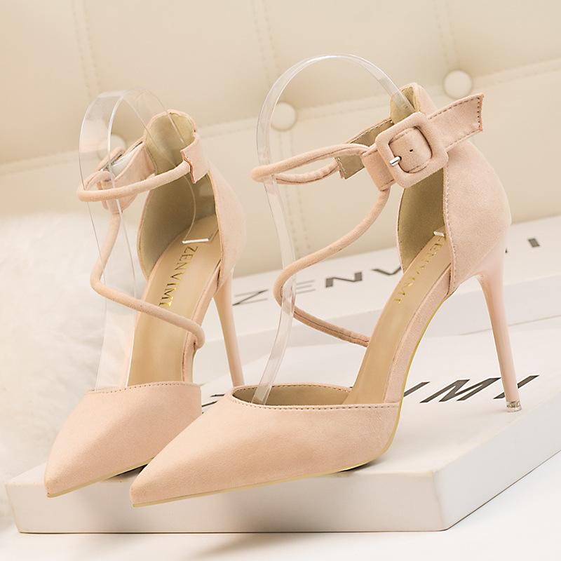 9219-75 Wind Sexy Party Summer Womens Shoes Stiletto Heel Suede