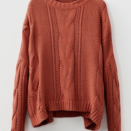 Textured Chunky Knit Long Sleeve Sweater