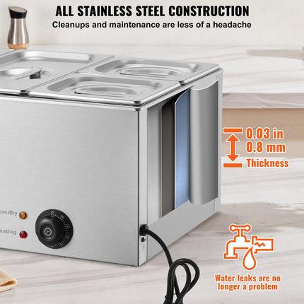 Commercial Electric Food Warmer 4-Pan Countertop Buffet 16.4QT Bain