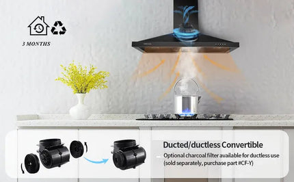 Range Hood 36 Inch Black Wall Mount Range Hood In Black Stainless