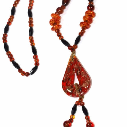 Pear Pendant Gypsy Style Shimmer Necklace