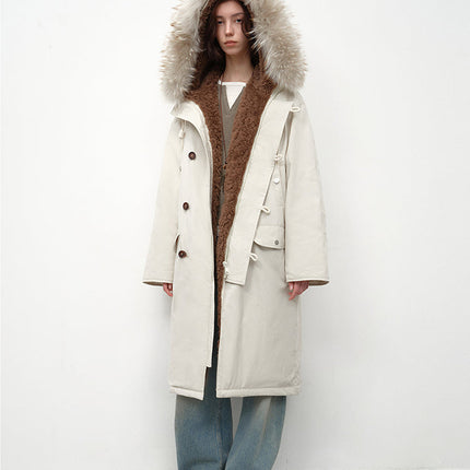 Fireladyfur Women's 90 Duck Down Parka with Raccoon Fur