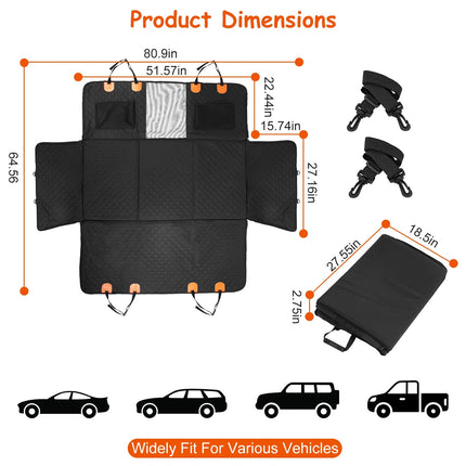 Dog Car Back Seat Cover With Zipper Mesh Window Storage Bags