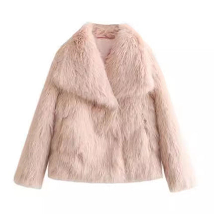 Winter Plush Coat Fashion Warm Thicken Fluffy Lapel Jacket Outwear