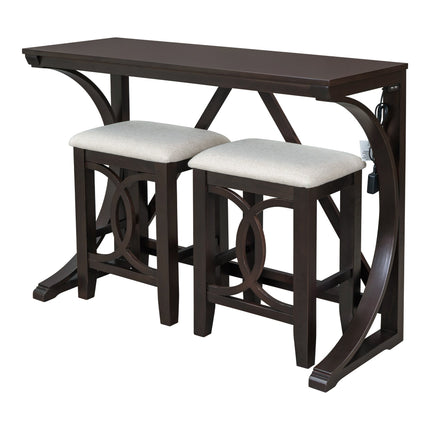 TOPMAx Farmhouse 3- Piece Counter Height Dining Table Set With USB