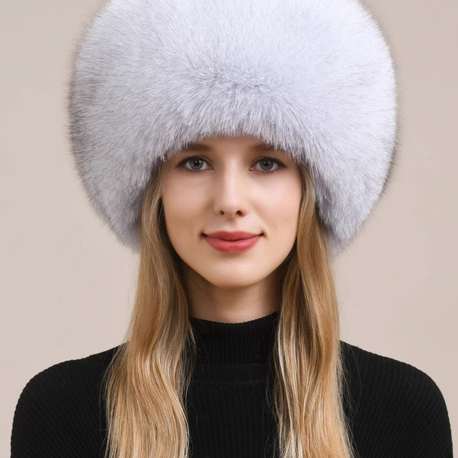 Fireladyfur Luxurious Fox Fur Hat and Earmuff Combination
