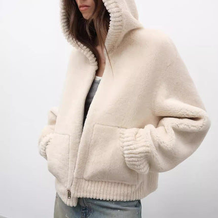 Fireladyfur Women's Hooded Merino Sheepskin Jacket“Bad boy”