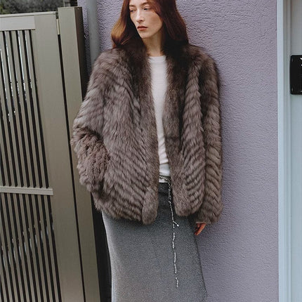 "Polar Night Star" imported sagafurs fox fur coat whole fox fur coat