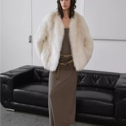 Romantic Nordic Imported colorful fox fur coat