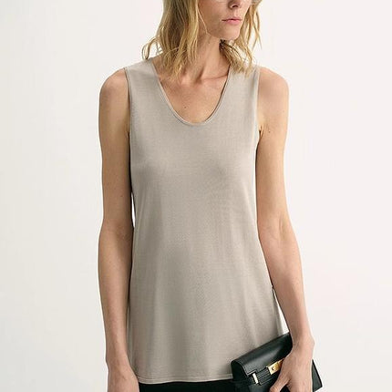 20NM ultra-fine high-quality silk, smooth and elegant U-neck straight