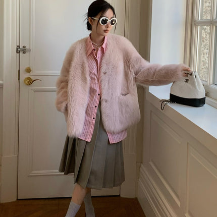 Fireladyfur Women's Pink Tuscan Sheepskin Coat“Babylon Phantom Nights”