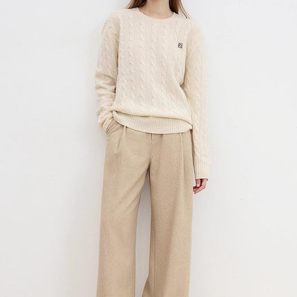 "Leisure Moments" classic low-waisted loose casual straight pants