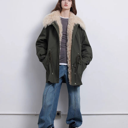 Fireladyfur Women’s Goose Down Parka coat with Toscana Shearling