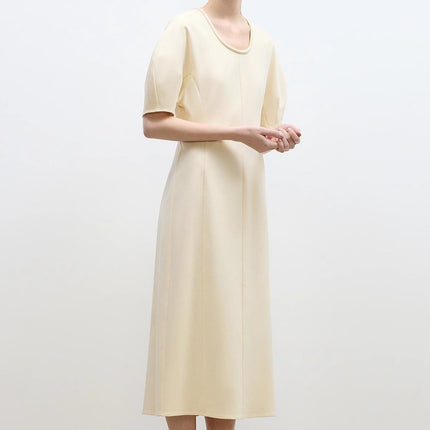 "April Story" 3D U-neck split waist curved skirt knitted dress for