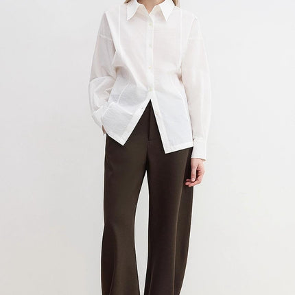 "Nostalgic Stroll" Wool Blended High Waist Curved Scimitar Casual