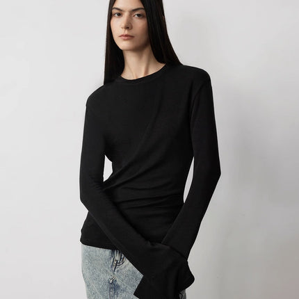 Lyocell wool stretch comfortable breathable fit minimalist solid color