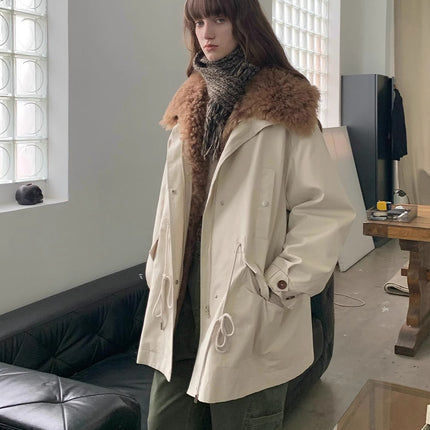 Fireladyfur Women’s Goose Down Parka coat with Toscana Shearling