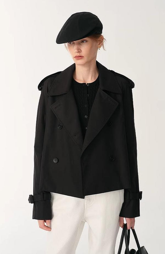 "Night Messenger" anti-wrinkle waterproof large lapel short straight