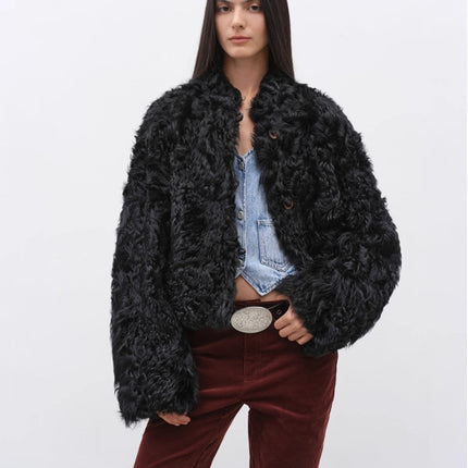 Fireladyfur Women's Imported Sheepskin Coat | New Zealand Wool“Little