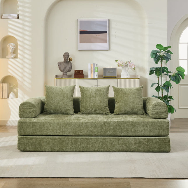 Comfy Convertible Folding Mattress Couch, Floor Sofa Bed, Chenille