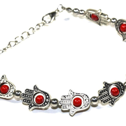 Hamsa Hands & Vibrant Bead Bracelet