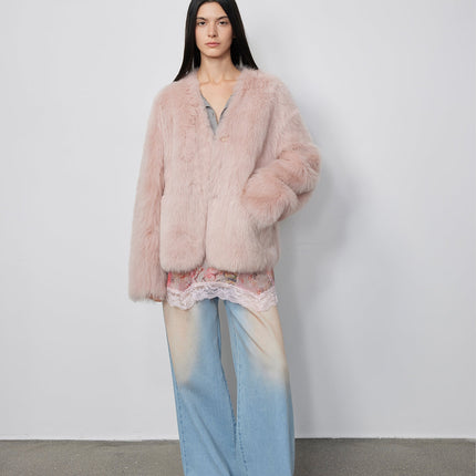 Fireladyfur Women's Pink Tuscan Sheepskin Coat“Babylon Phantom Nights”