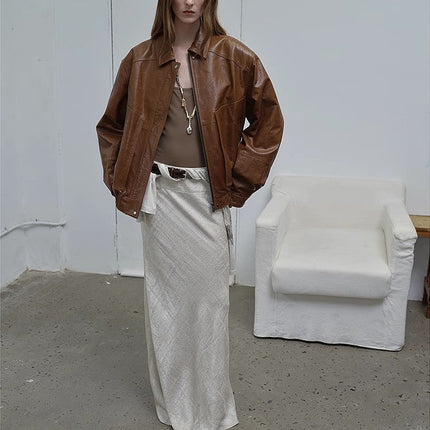 Fireladyfur Women's Retro Work Jacket in Waxed Leather "Fashionable