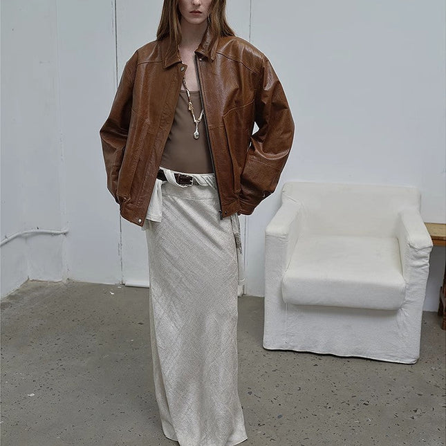 Fireladyfur Women's Retro Work Jacket in Waxed Leather "Fashionable