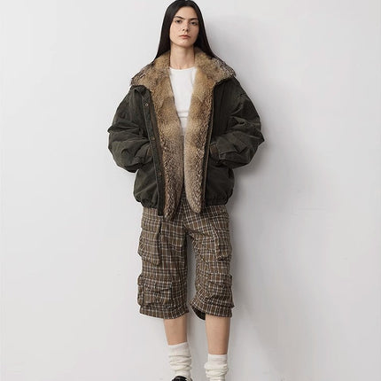 Fireladyfur Women's Fashion Goose Down Parka with Fox Fur Collar“City