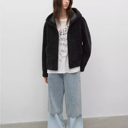 Fireladyfur Women's Hooded Merino Sheepskin Jacket“Bad boy”