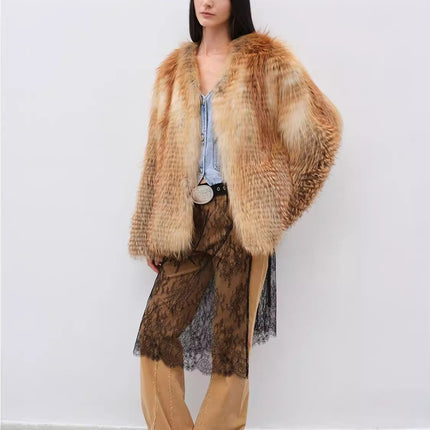 Romantic Nordic Imported colorful fox fur coat