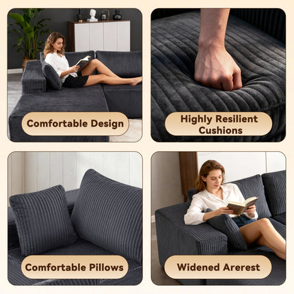 Gray Versatile Modular Sofa Bed - Space-Saving, No Assembly