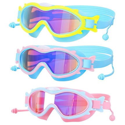 3 Colors Option - 1Pc Kids Swim Goggles With Ear Plugs UV Protection