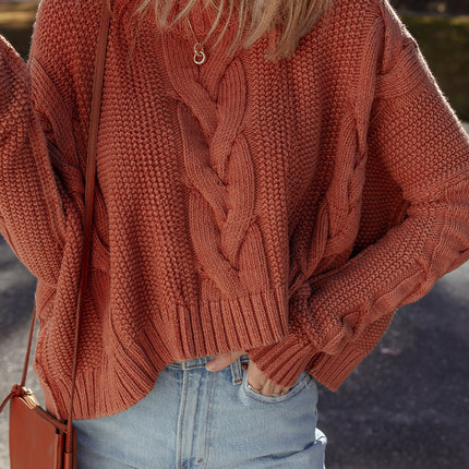 Textured Chunky Knit Long Sleeve Sweater