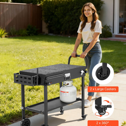 Outdoor Grill Cart, 31.0 X 17.0 Inch Tabletop Size Grilling Table,