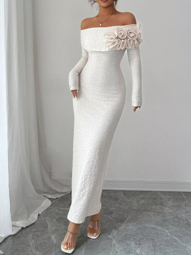 Flower Off-Shoulder : Maxi Dress