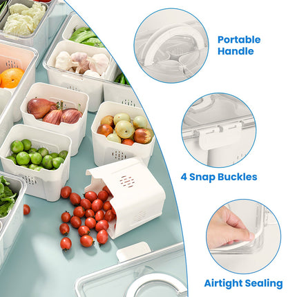 2Pack Airtight Fruit Storage Containers 4 Compartment Food Storage