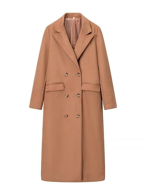 Double-Breasted Lapel Collar Long Coat