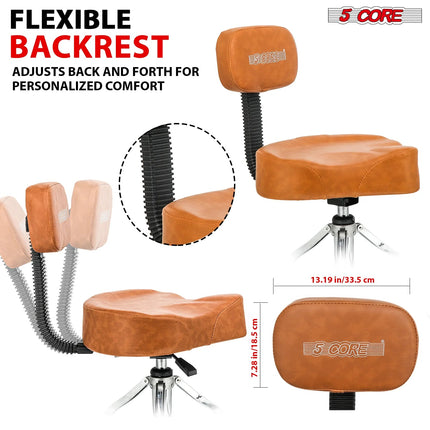 5Core Drum Throne Padded Guitar Stool Backrest Drummer Seat for Adults