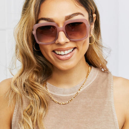 Square Metal-Plastic Hybrid Temple Sunglasses