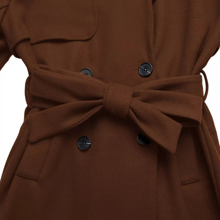 Lapel Collar Belted Wool Blend Coat