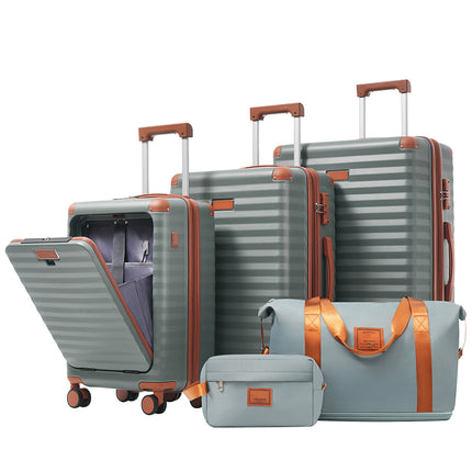 Luggage Sets 5 Piece With Front Opening , Hardside Expandable Carry On