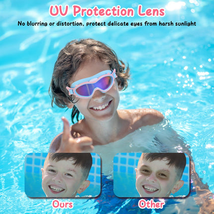 3 Colors Option - 1Pc Kids Swim Goggles With Ear Plugs UV Protection