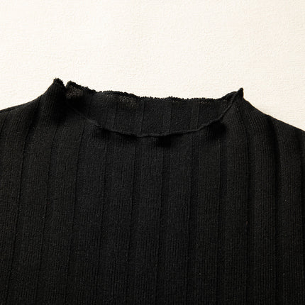 Ribbed Knit Patchwork Long Sleeve Dress