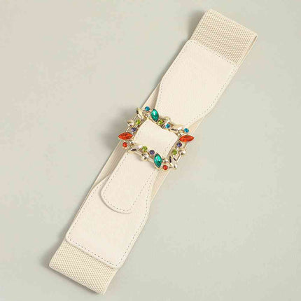 Multicolored Leaf Buckle Elastic Belt