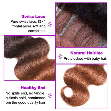10A Grade #1B/4/30 Body Wave #1B/4/27 BUNDLES with CLOSURES & FRONTALS